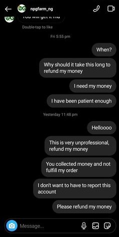 The scammer ignoring pleas for a refund